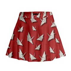 Paper Cranes Pattern Mini Flare Skirt by Valentinaart