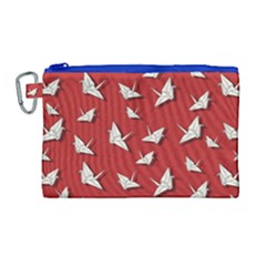 Paper Cranes Pattern Canvas Cosmetic Bag (large) by Valentinaart