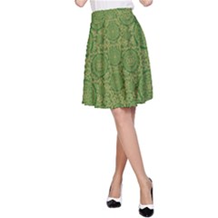 Stars In The Wooden Forest Night In Green A-line Skirt by pepitasart