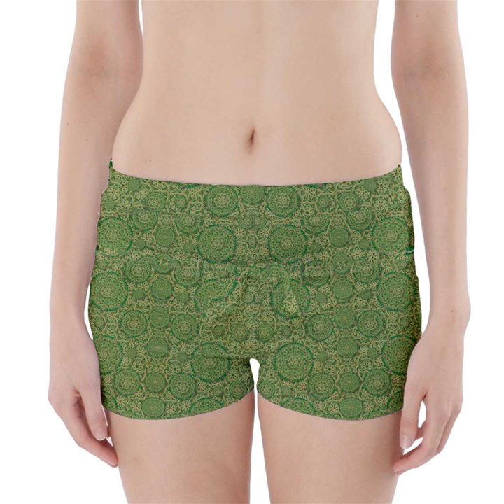 Stars In The Wooden Forest Night In Green Boyleg Bikini Wrap Bottoms