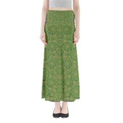 Stars In The Wooden Forest Night In Green Full Length Maxi Skirt by pepitasart