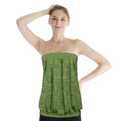 Stars In The Wooden Forest Night In Green Strapless Top by pepitasart