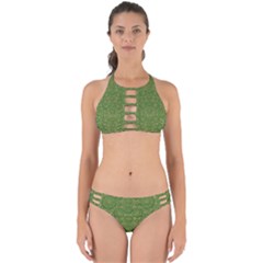 Stars In The Wooden Forest Night In Green Perfectly Cut Out Bikini Set by pepitasart