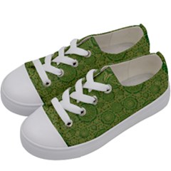 Stars In The Wooden Forest Night In Green Kids  Low Top Canvas Sneakers by pepitasart