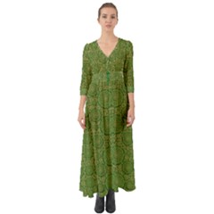 Stars In The Wooden Forest Night In Green Button Up Boho Maxi Dress by pepitasart