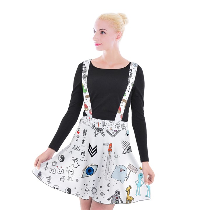 Cheerful combo Suspender Skater Skirt