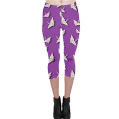 Paper Cranes Pattern Capri Leggings  by Valentinaart