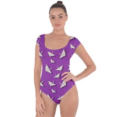 Paper Cranes Pattern Short Sleeve Leotard  by Valentinaart