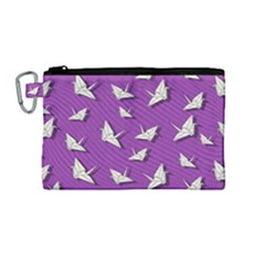 Paper Cranes Pattern Canvas Cosmetic Bag (medium) by Valentinaart