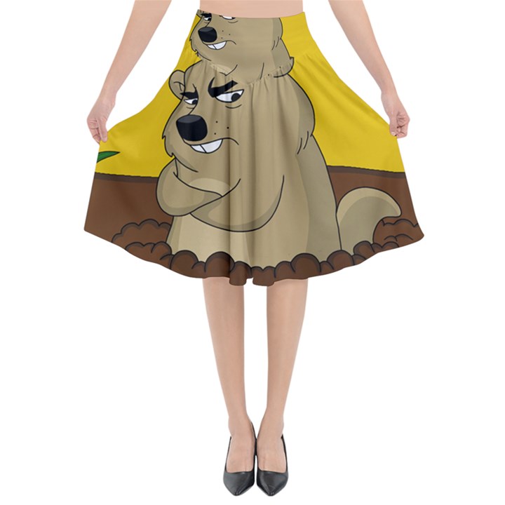 Groundhog day Flared Midi Skirt