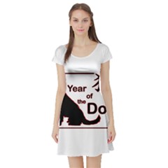 Year Of The Dog - Chinese New Year Short Sleeve Skater Dress by Valentinaart