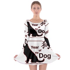 Year Of The Dog - Chinese New Year Long Sleeve Skater Dress by Valentinaart