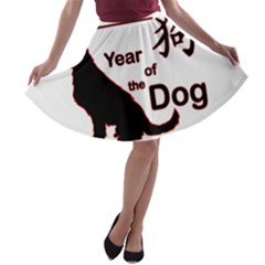 Year Of The Dog - Chinese New Year A-line Skater Skirt by Valentinaart