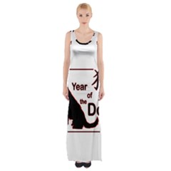 Year Of The Dog - Chinese New Year Maxi Thigh Split Dress by Valentinaart