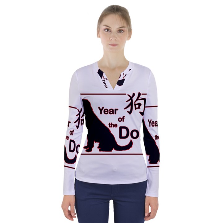 Year of the Dog - Chinese New Year V-Neck Long Sleeve Top