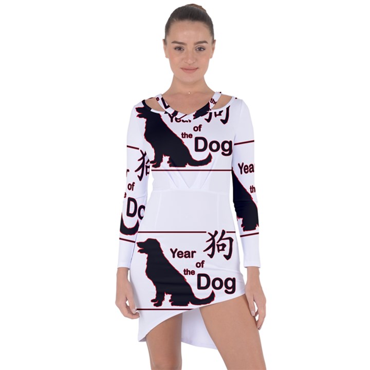 Year of the Dog - Chinese New Year Asymmetric Cut-Out Shift Dress