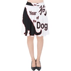 Year Of The Dog - Chinese New Year Velvet High Waist Skirt by Valentinaart