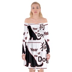 Year Of The Dog - Chinese New Year Off Shoulder Skater Dress by Valentinaart