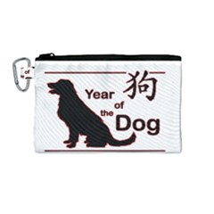 Year Of The Dog - Chinese New Year Canvas Cosmetic Bag (medium) by Valentinaart