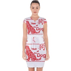 Year Of The Dog - Chinese New Year Capsleeve Drawstring Dress  by Valentinaart