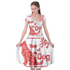 Year Of The Dog - Chinese New Year Cap Sleeve Wrap Front Dress by Valentinaart