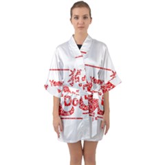 Year Of The Dog - Chinese New Year Quarter Sleeve Kimono Robe by Valentinaart