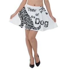 Year Of The Dog - Chinese New Year Velvet Skater Skirt by Valentinaart