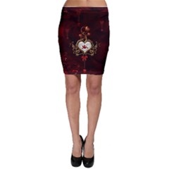 Wonderful Hearts With Dove Bodycon Skirt by FantasyWorld7