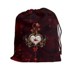 Wonderful Hearts With Dove Drawstring Pouches (xxl) by FantasyWorld7