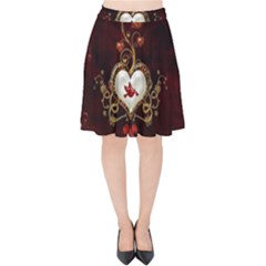 Wonderful Hearts With Dove Velvet High Waist Skirt by FantasyWorld7