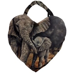 Elephant Mother And Baby Giant Heart Shaped Tote