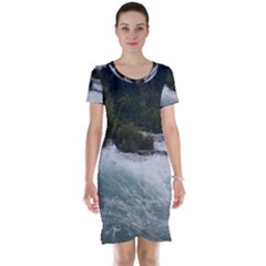 Sightseeing At Niagara Falls Short Sleeve Nightdress by canvasngiftshop