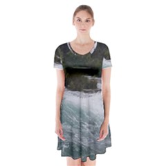 Sightseeing At Niagara Falls Short Sleeve V-neck Flare Dress by canvasngiftshop