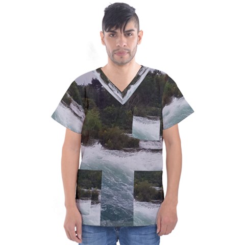 Sightseeing At Niagara Falls Men s V-neck Scrub Top by canvasngiftshop