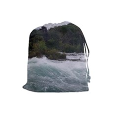 Sightseeing At Niagara Falls Drawstring Pouches (large)  by canvasngiftshop