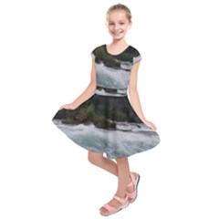 Sightseeing At Niagara Falls Kids  Short Sleeve Dress by canvasngiftshop