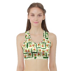 Plants And Flowers Sports Bra With Border by linceazul