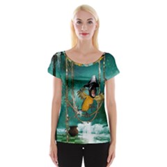 Funny Pirate Parrot With Hat Cap Sleeve Tops by FantasyWorld7