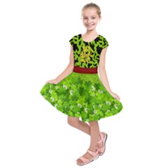 Yellow Green St Patrick s Day Kids  Short Sleeve Dress by PattyVilleDesigns