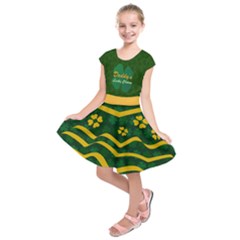 Dark Green & Gold Daddy s Lucky Charm Kids  Short Sleeve Dress by PattyVilleDesigns