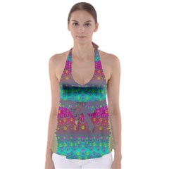 Years Of Peace Living In A Paradise Of Calm And Colors Babydoll Tankini Top by pepitasart