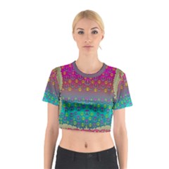 Years Of Peace Living In A Paradise Of Calm And Colors Cotton Crop Top by pepitasart