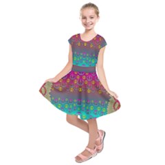 Years Of Peace Living In A Paradise Of Calm And Colors Kids  Short Sleeve Dress by pepitasart