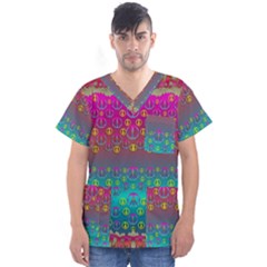 Years Of Peace Living In A Paradise Of Calm And Colors Men s V-neck Scrub Top