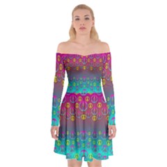 Years Of Peace Living In A Paradise Of Calm And Colors Off Shoulder Skater Dress by pepitasart