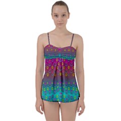 Years Of Peace Living In A Paradise Of Calm And Colors Babydoll Tankini Set by pepitasart