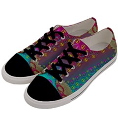 Years Of Peace Living In A Paradise Of Calm And Colors Men s Low Top Canvas Sneakers by pepitasart