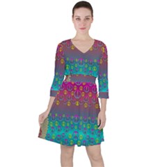 Years Of Peace Living In A Paradise Of Calm And Colors Ruffle Dress by pepitasart