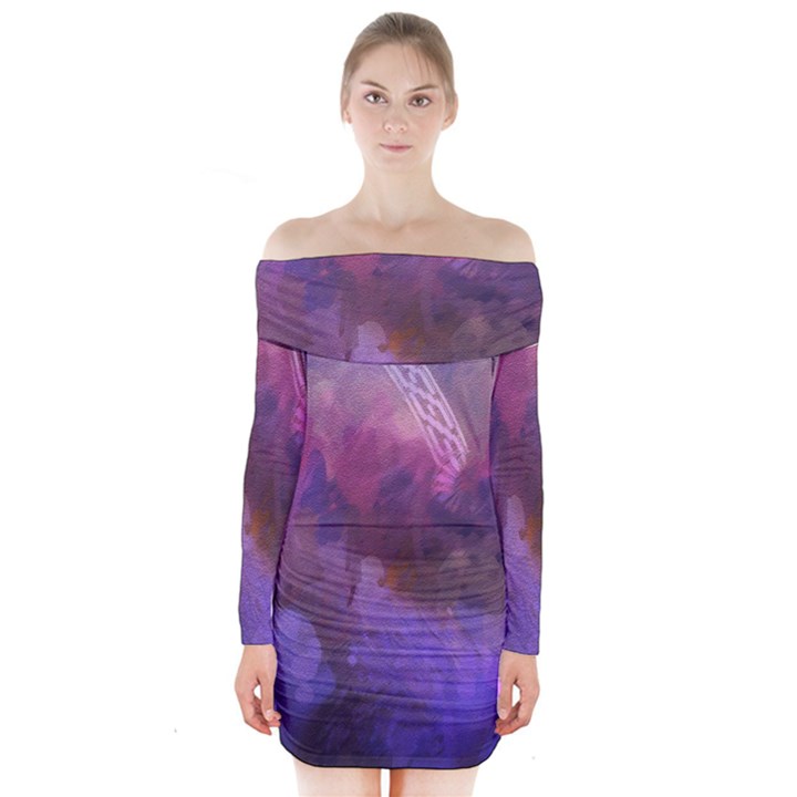 Ultra violet dream girl Long Sleeve Off Shoulder Dress