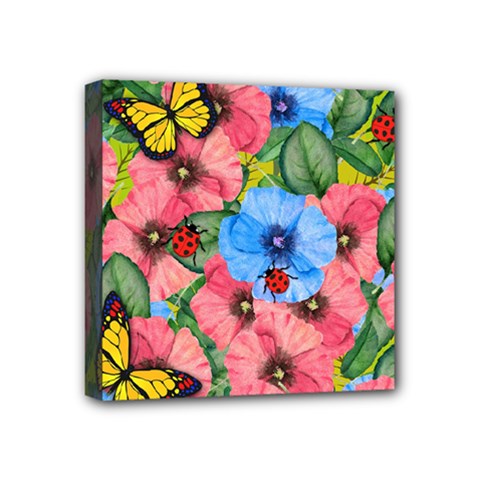 Floral Scene Mini Canvas 4  X 4  by linceazul